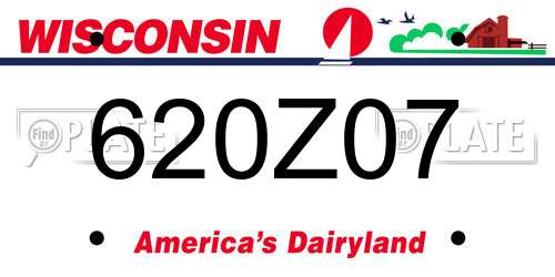620Z07 Wisconsin License Plate