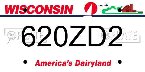 620ZD2 Wisconsin License Plate