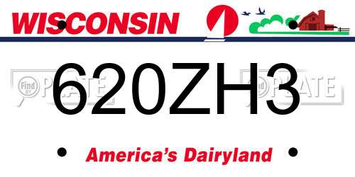 620ZH3 Wisconsin License Plate