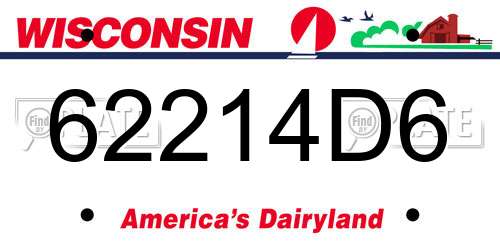 62214D6 Wisconsin License Plate