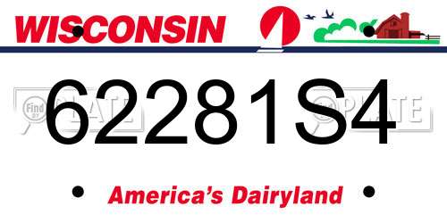 62281S4 Wisconsin License Plate