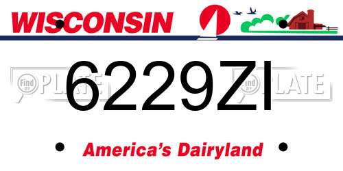 6229ZI Wisconsin License Plate
