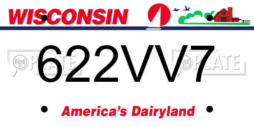 622VV7 Wisconsin License Plate