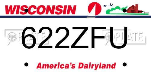 622ZFU Wisconsin License Plate