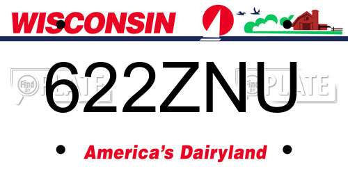 622ZNU Wisconsin License Plate