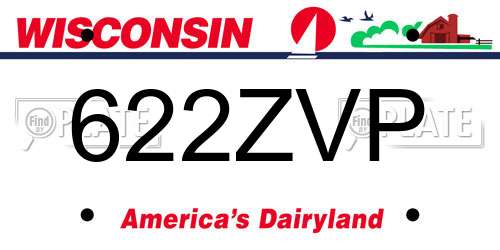 622ZVP Wisconsin License Plate