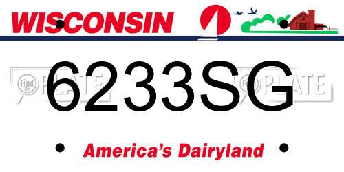 6233SG Wisconsin License Plate
