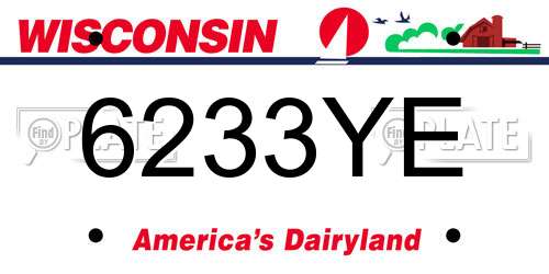 6233YE Wisconsin License Plate