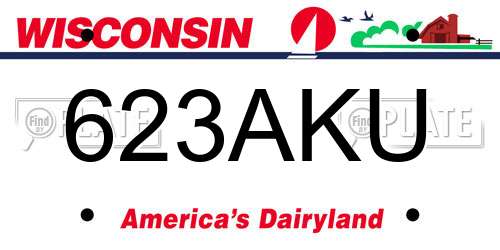 623AKU Wisconsin License Plate