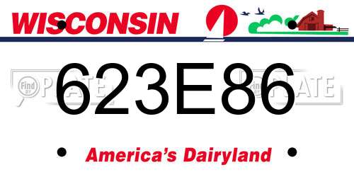 623E86 Wisconsin License Plate