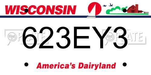 623EY3 Wisconsin License Plate