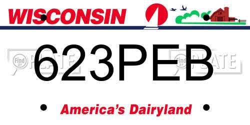 623PEB Wisconsin License Plate