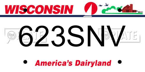 623SNV Wisconsin License Plate