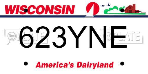 623YNE Wisconsin License Plate