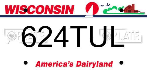 624TUL Wisconsin License Plate