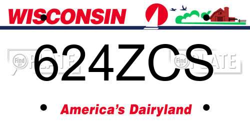 624ZCS Wisconsin License Plate