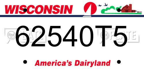 62540T5 Wisconsin License Plate