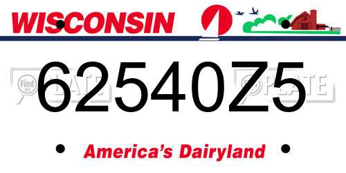 62540Z5 Wisconsin License Plate