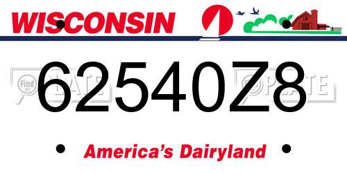 62540Z8 Wisconsin License Plate