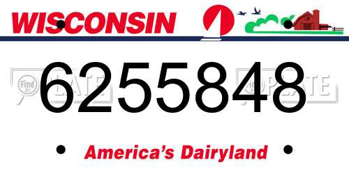 6255848 Wisconsin License Plate