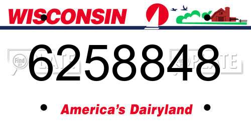 6258848 Wisconsin License Plate