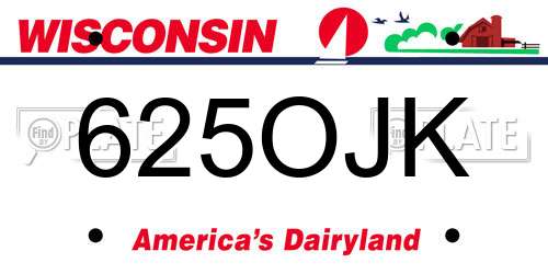 625OJK Wisconsin License Plate