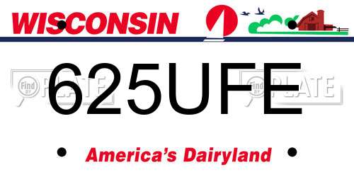 625UFE Wisconsin License Plate