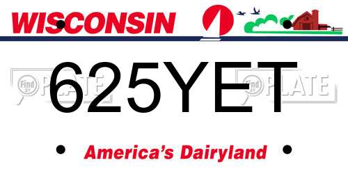 625YET Wisconsin License Plate