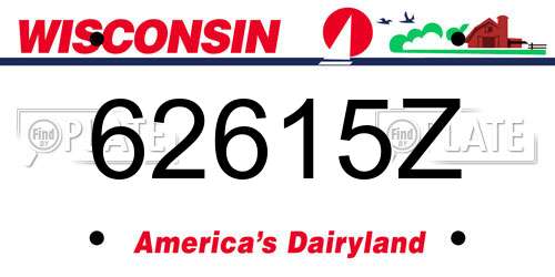 62615Z Wisconsin License Plate