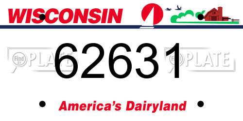 62631 Wisconsin License Plate