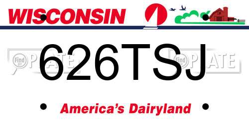 626TSJ Wisconsin License Plate