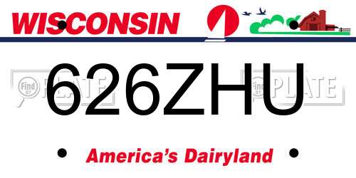 626ZHU Wisconsin License Plate
