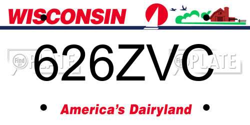 626ZVC Wisconsin License Plate