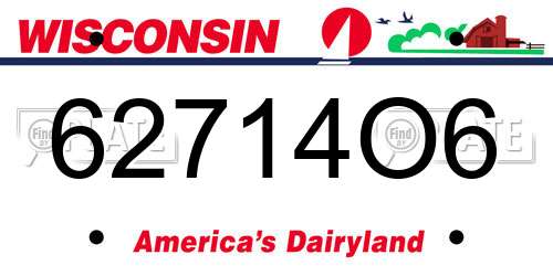 62714O6 Wisconsin License Plate