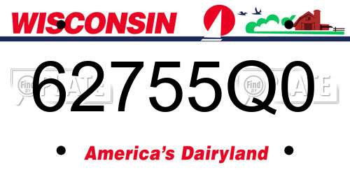 62755Q0 Wisconsin License Plate