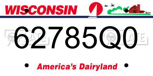 62785Q0 Wisconsin License Plate