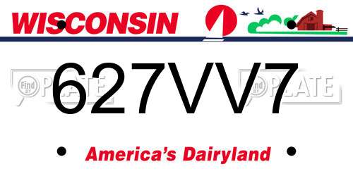 627VV7 Wisconsin License Plate