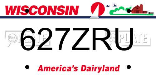 627ZRU Wisconsin License Plate