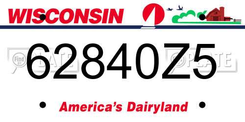 62840Z5 Wisconsin License Plate