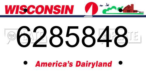 6285848 Wisconsin License Plate