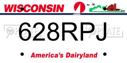 628RPJ Wisconsin License Plate