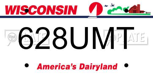 628UMT Wisconsin License Plate
