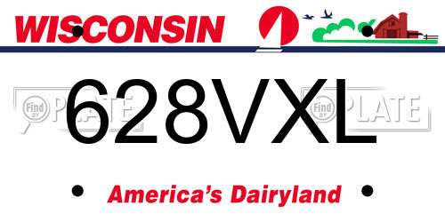 628VXL Wisconsin License Plate