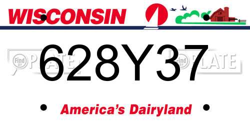 628Y37 Wisconsin License Plate