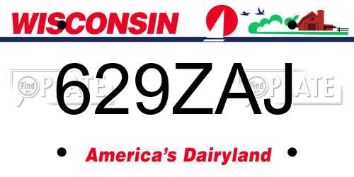 629ZAJ Wisconsin License Plate