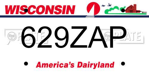 629ZAP Wisconsin License Plate
