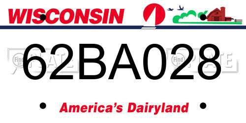 62BA028 Wisconsin License Plate