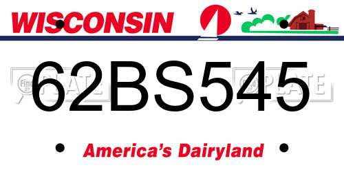 62BS545 Wisconsin License Plate