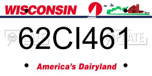 62CI461 Wisconsin License Plate