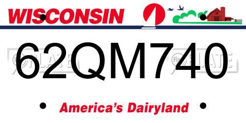 62QM740 Wisconsin License Plate